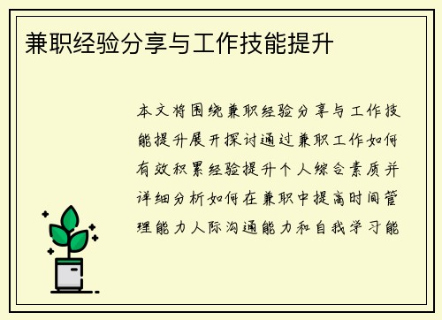 兼职经验分享与工作技能提升